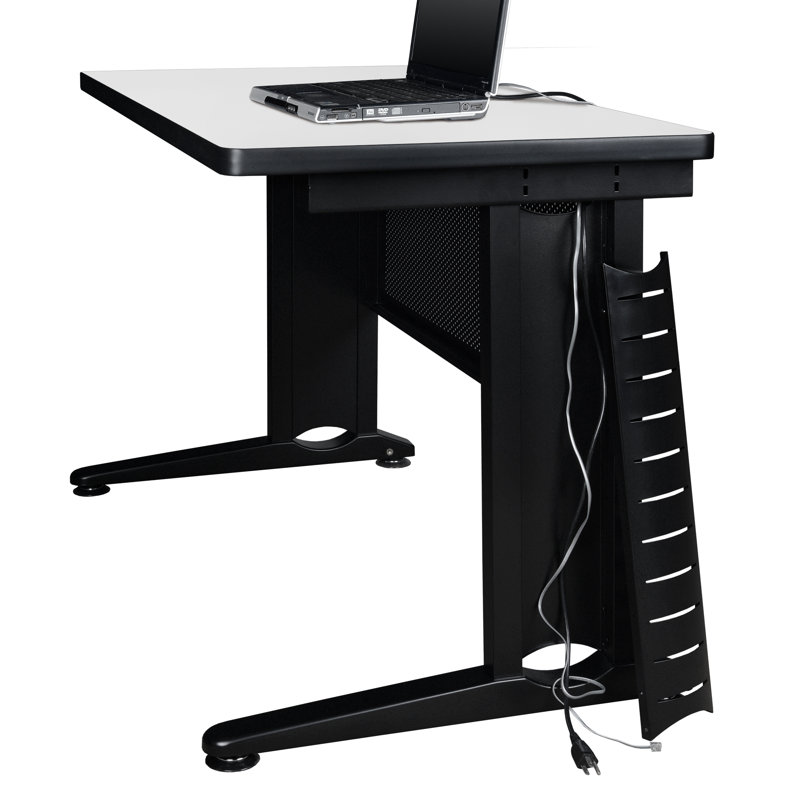 Fusion U Shaped Desk with Double Pedestal Drawer Unit, White/Black, 29" H x 66" W x 102" D
