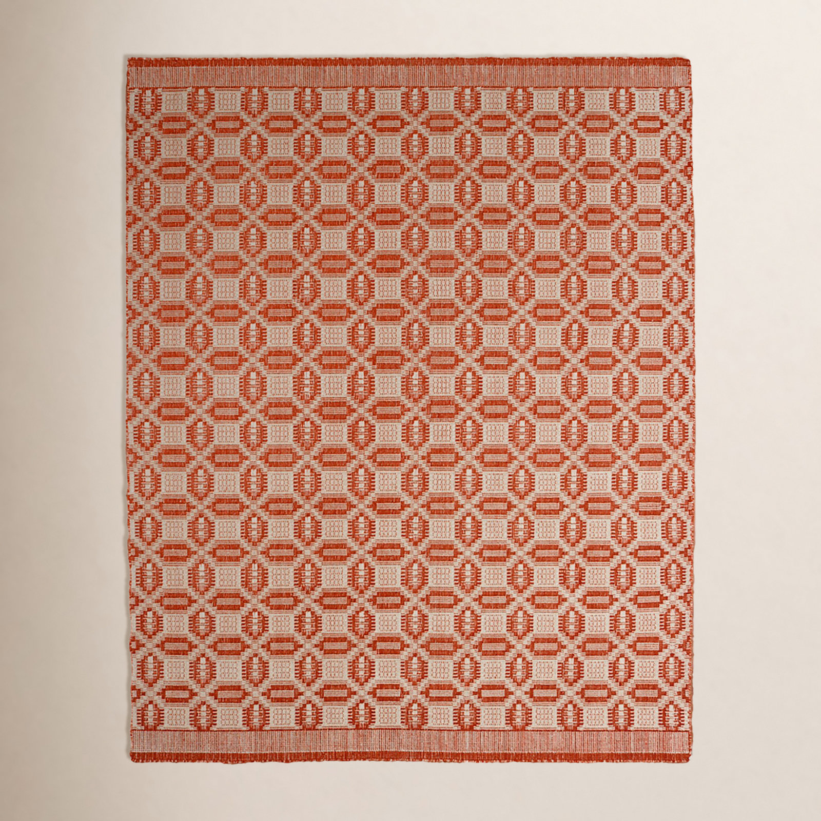 Rust Hand-Woven Geometric Rug