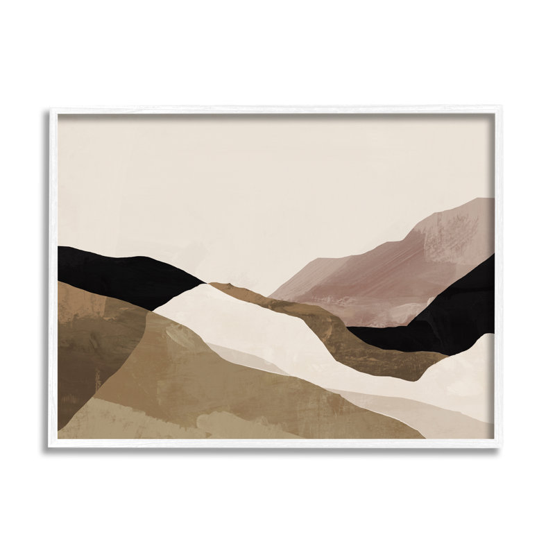 Ba-256 - Collage abstrait de dunes du désert, Giclée encadrée blanc bord de mer, H 16 po x l 20 po x P 1,5 po