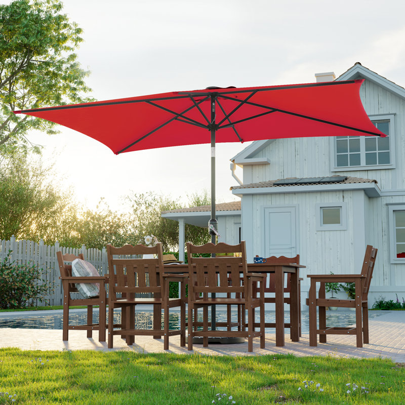 Donyea 10' x 6.5' Rectangular Tilt Market Patio Umbrella, Outdoor Umbrella with Crank, All-Weather UV Protection for Deck Backyard Garden Pool Lawn Porch