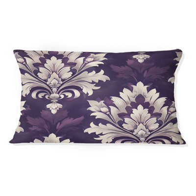 Coussin lombaire mauve blanc damassé Elegance II