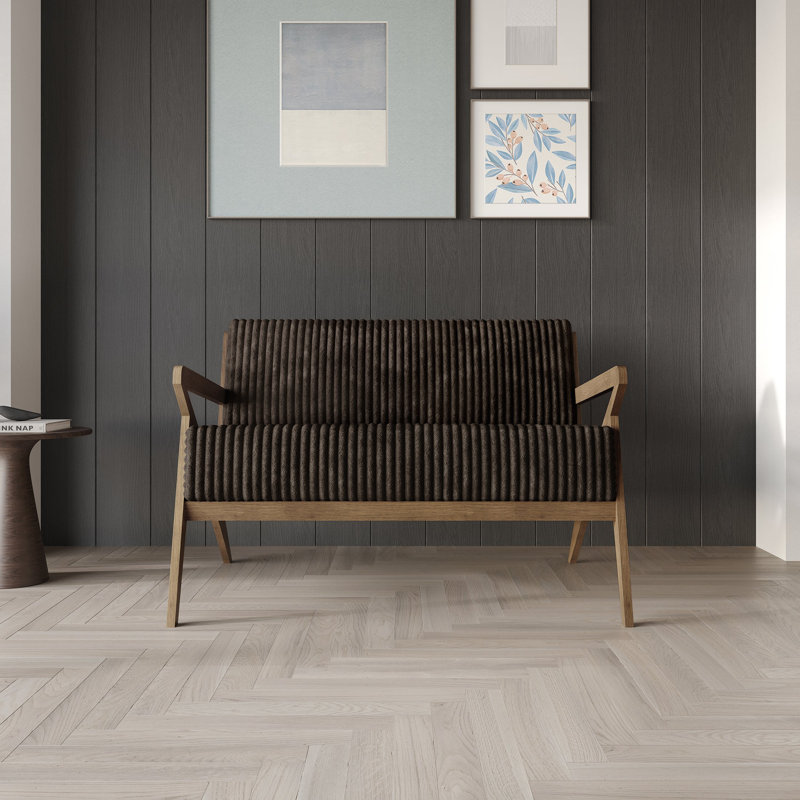 Causeuse d'appoint en velours, Brun, Noyer
