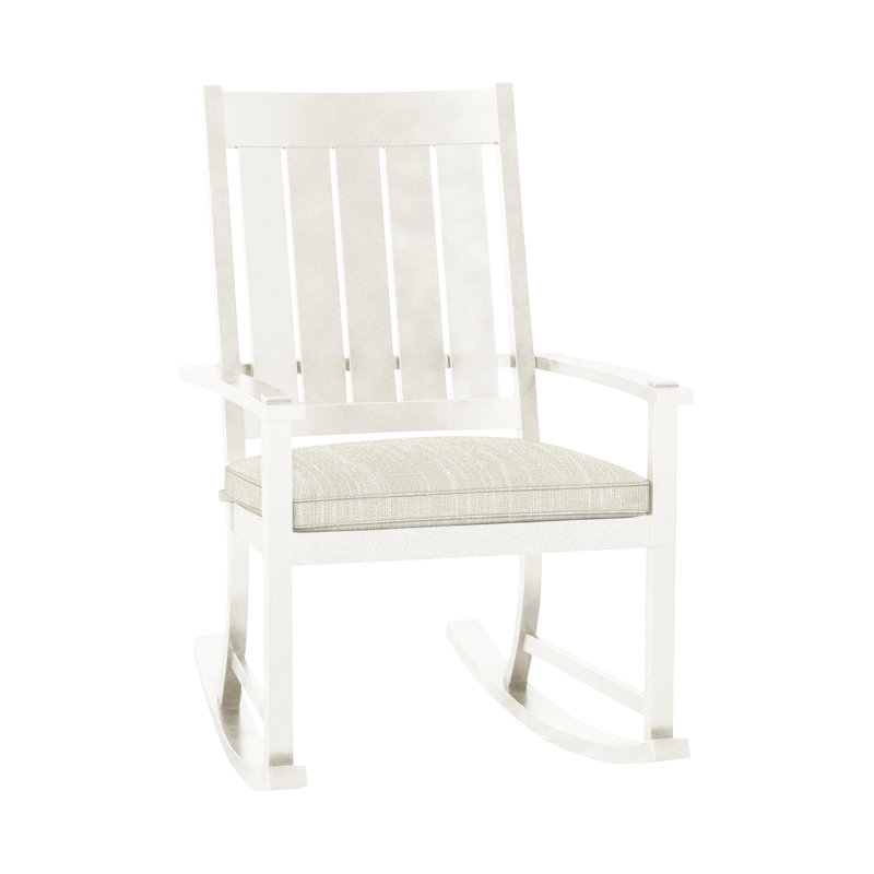 Chaise berçante extérieure à lattes Club Wrought, Lin français, Welt, InsideOut® Rollo ‑ lin crème