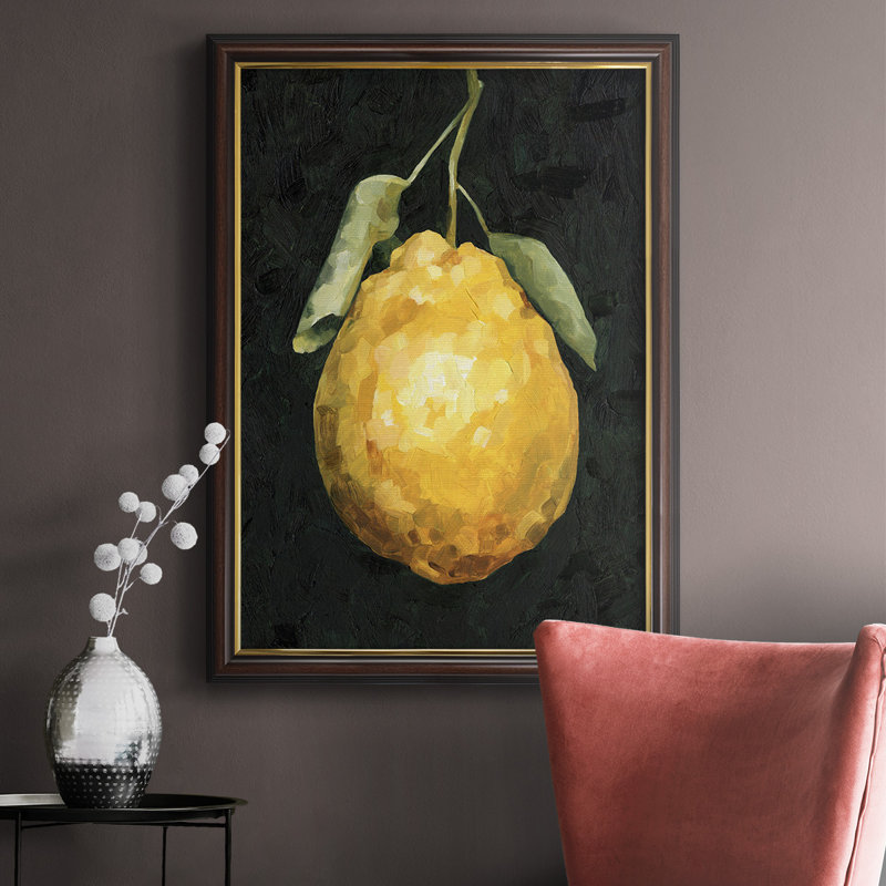 Citron foncé II - peinture sur toile encadrée, H 20 po x l 16 po x P 2,5 po