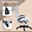 Fauteuil de bureau vibrant blanc crème à 6 points, avec dossier chauffant, dossier haut inclinable, accoudoirs rembourrés et télécommande-1052973573