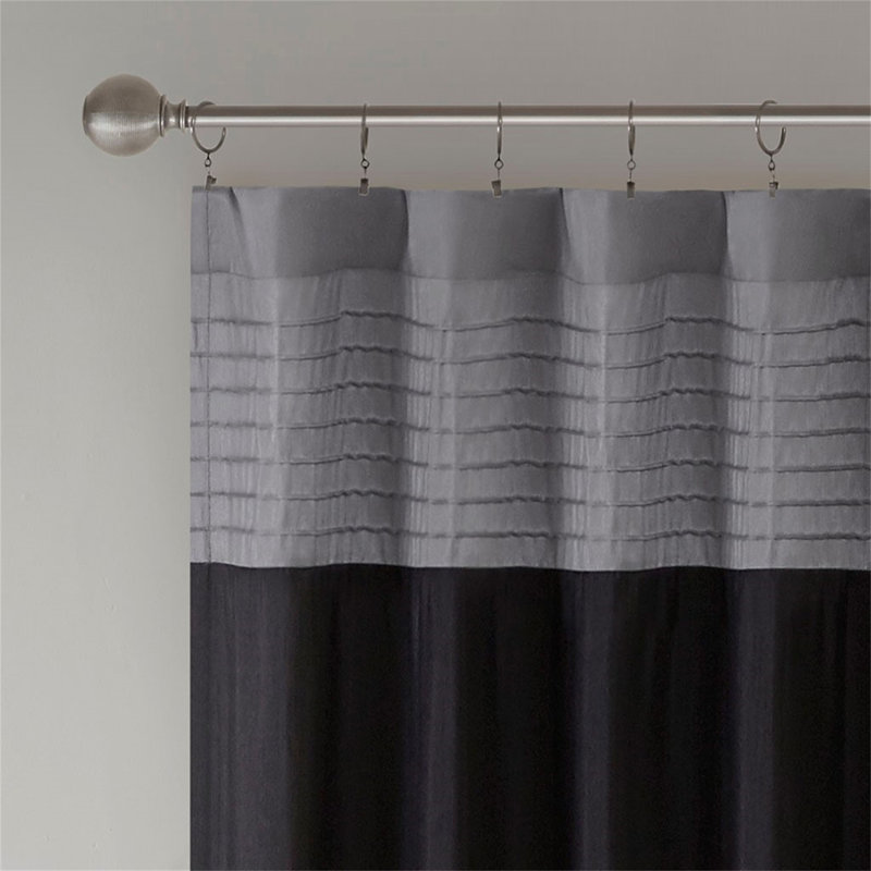 Panneau de rideau texturé Polyoni, Bleu / Noir