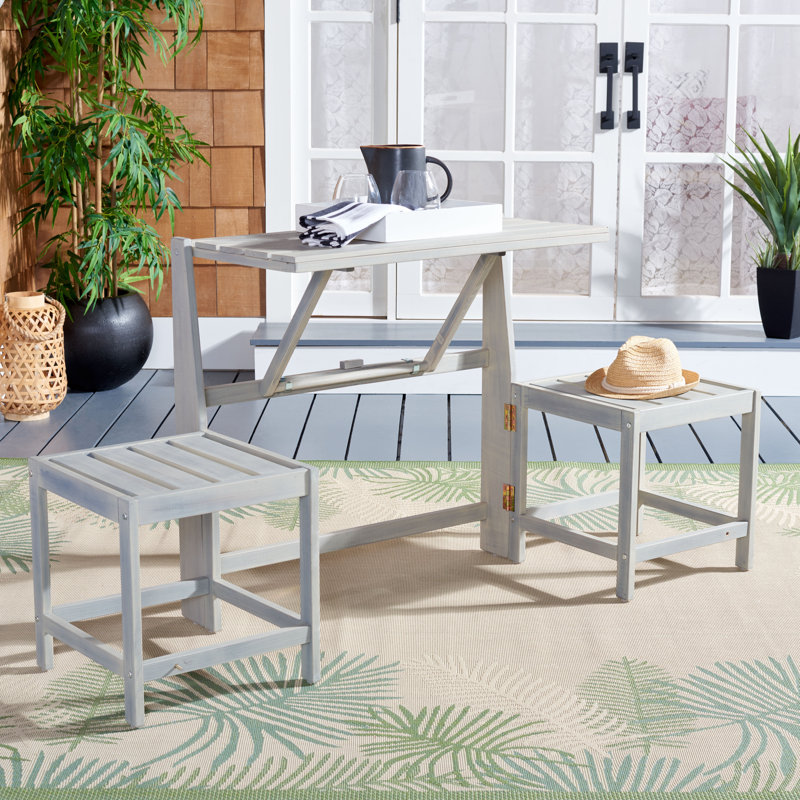 Overstreet Solid Wood Acacia Outdoor Bench, Ash Grey