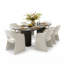 Ensemble de table de salle à manger pour 6 personnes avec table ovale et 6 fauteuils rembourrés et imperméables-130536549