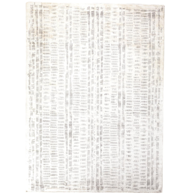 Spectral Handwoven Rectangular Viscose-Silk Rug in Cream/Charcoal 8' x 10'