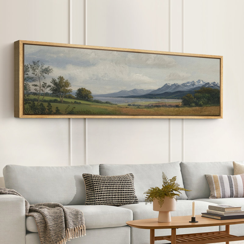 Grande impression sur toile encadrée - impression de paysage rétro pour décoration rustique, H 20 po x l 60 po, Naturel