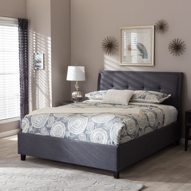 Ethe Upholstered Sleigh Storage Bed, Dark Gray