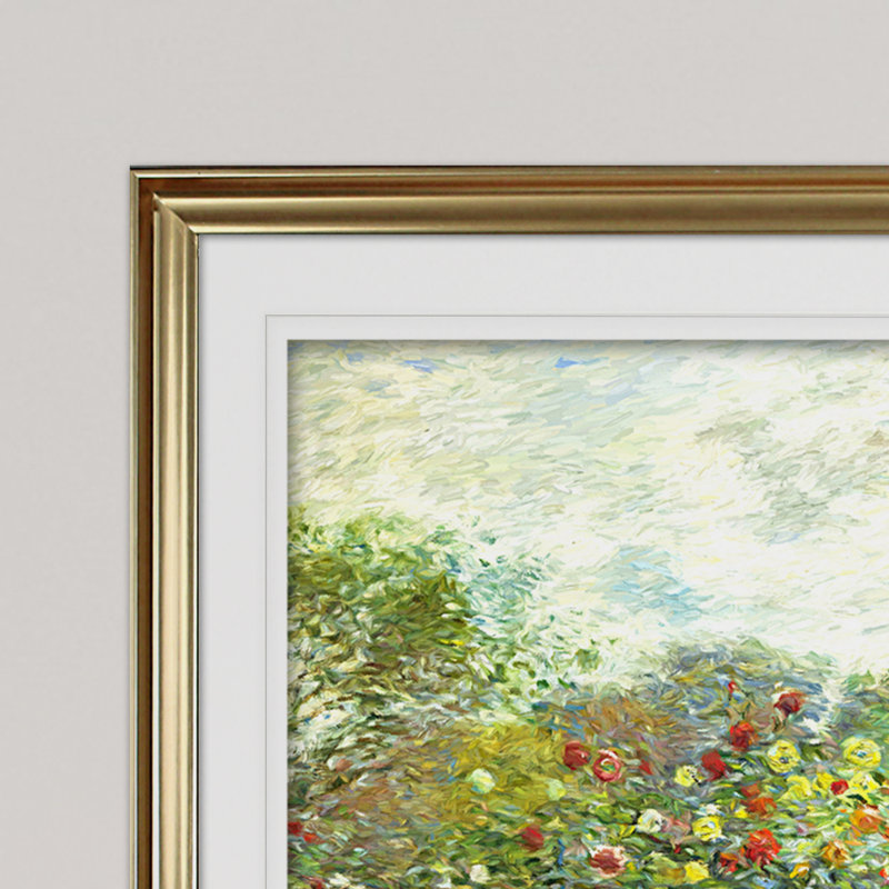 " The Artist Garden ", 31" H x 43" W x 1.5" D, White Mat, Gold Framed