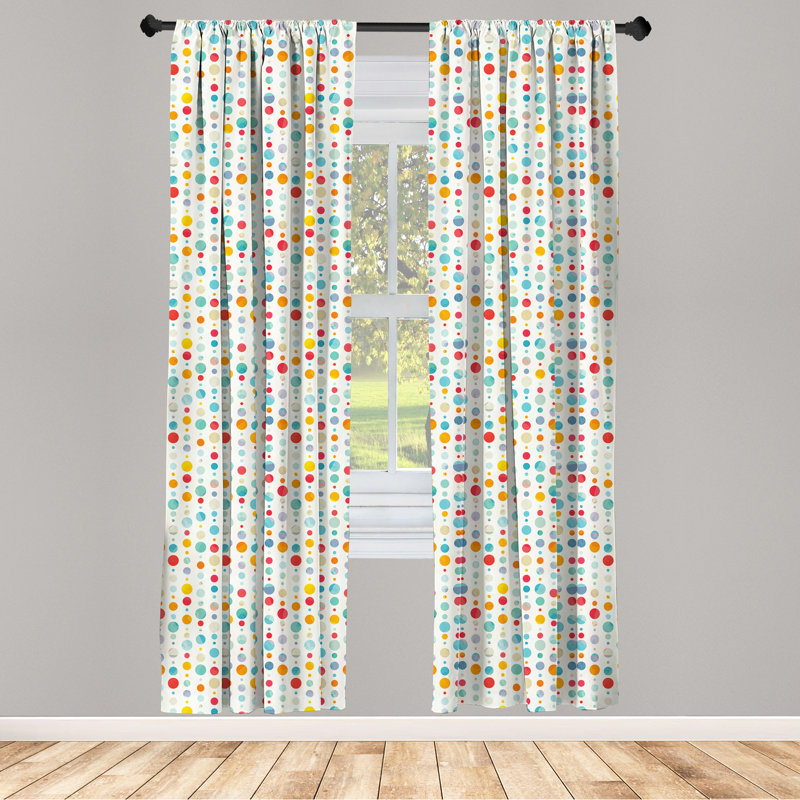 Abstract Semi-Sheer Rod Pocket Curtain Panels, 28" x 95"