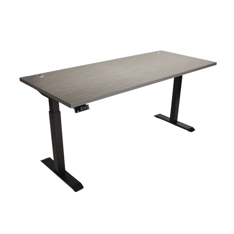 Skyscraper Electric Height Adjustable Standing Desk, Dual Motor and Digital Control with Memory, 72x30, Charcoal Strand Top with Black Frame
