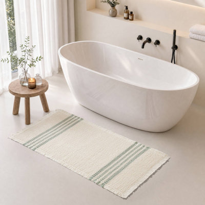 Tapis de bain gaufré Millstreet Aqua en polyester, une pièce, 61 x 122 cm