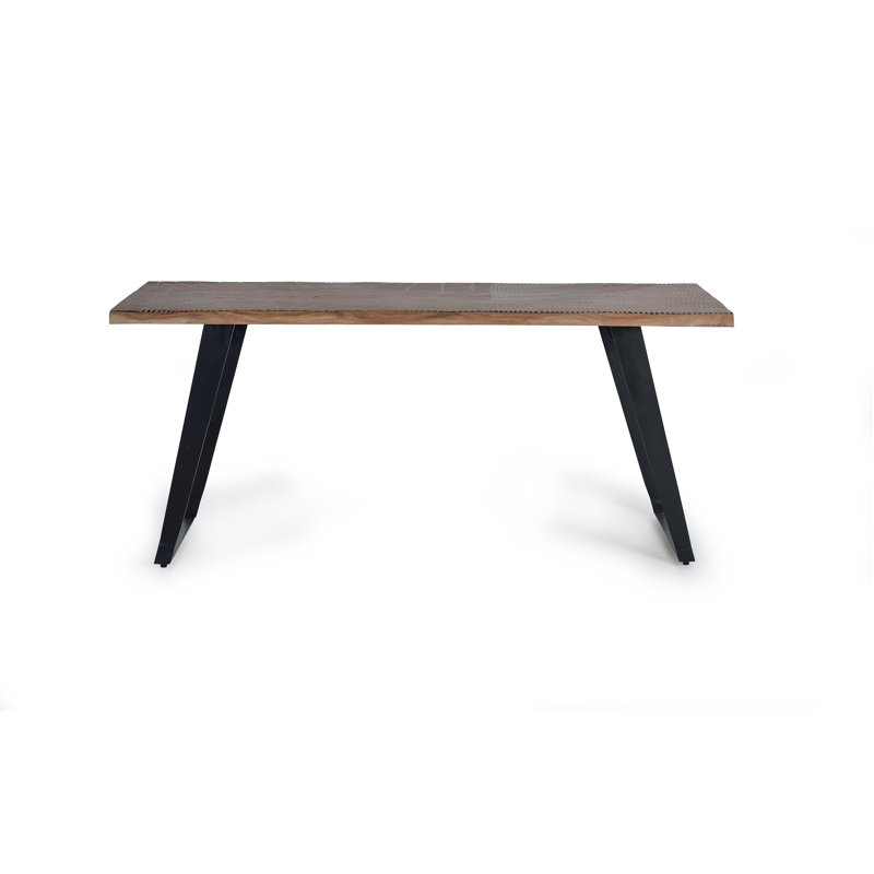 Galles Acacia Solid Wood Top Metal Base Dining Table