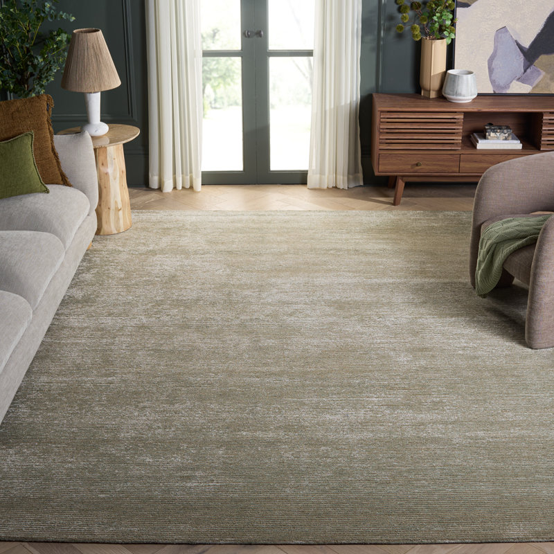 Akshada Hand Tufted Viscose/Wool Rug in Green, Rectangle 8' x 10'