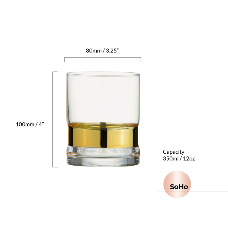 11,75 oz. Soho Ensemble de verres en verre, Doré