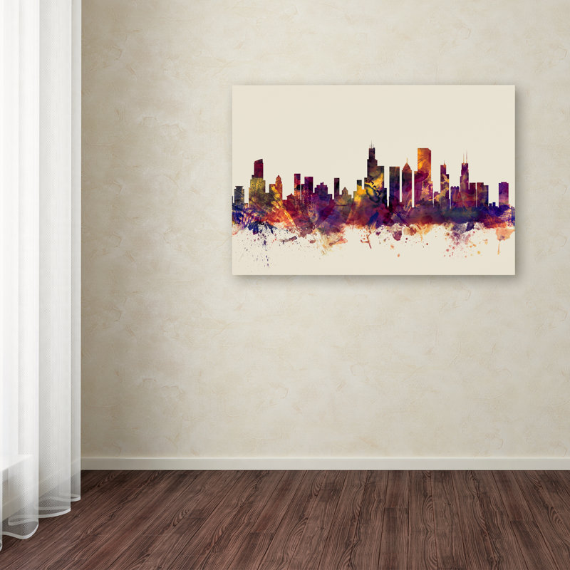 « chicago illinois horizon », impression sur toile tendue, H 22 po x l 32 po x P 2 po