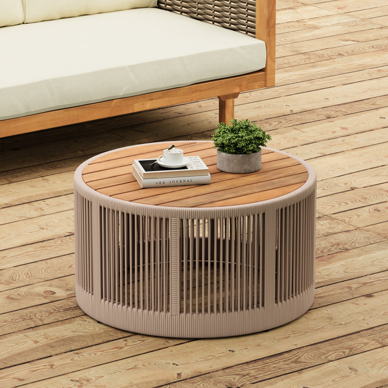 Bois, table basse, accents de corde, aspect naturel, polyvalent pour différentes pièces rustique, corde, stable et facile à assembler