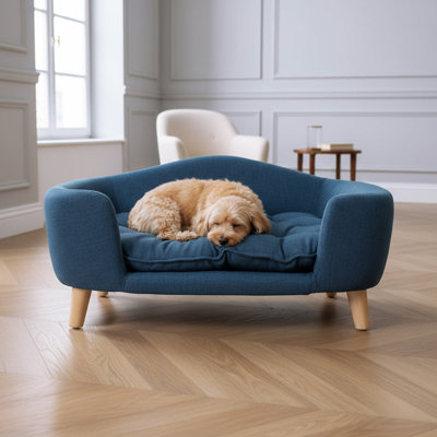 30" Elevated Dog Bed with Birch Wood Legs,Tufted Cushion & Orthopedic Support