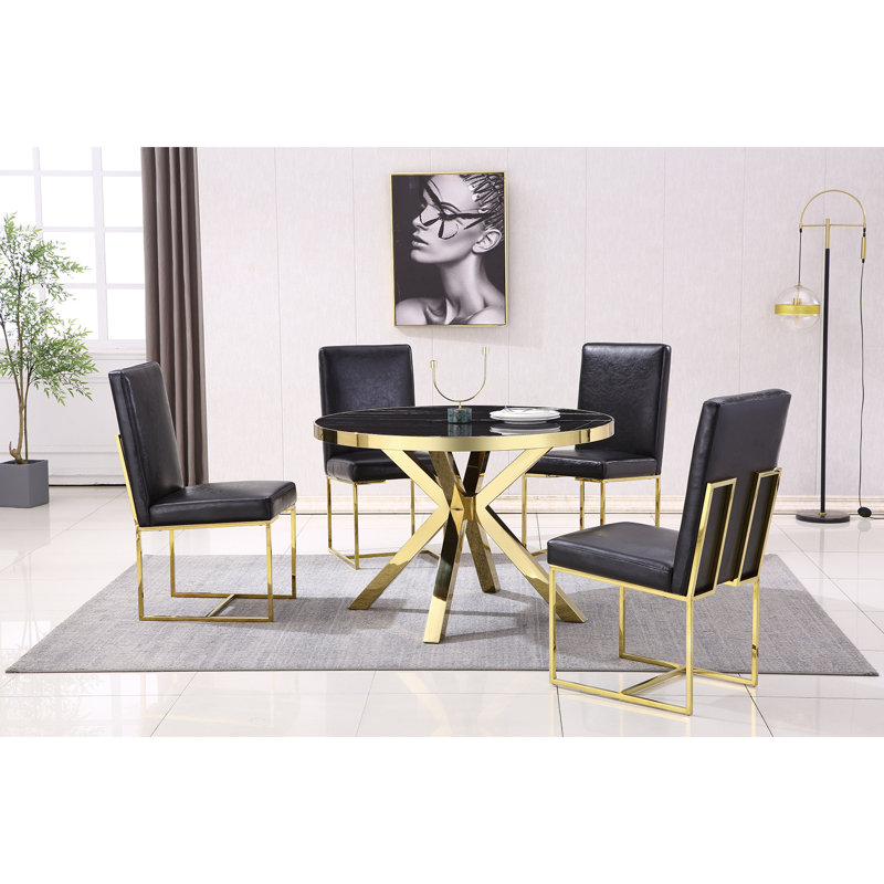 Dining Table, Black/Gold