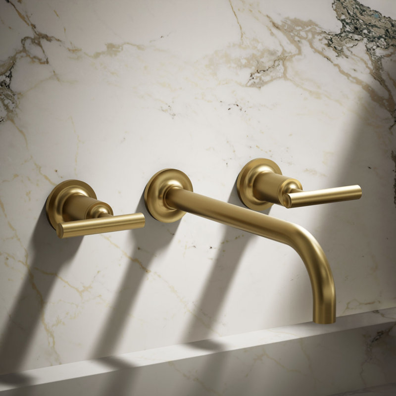 Purist® Wall Mounted Bathroom Faucet, Vibrant Brushed Moderne Brass, Lever Handle
