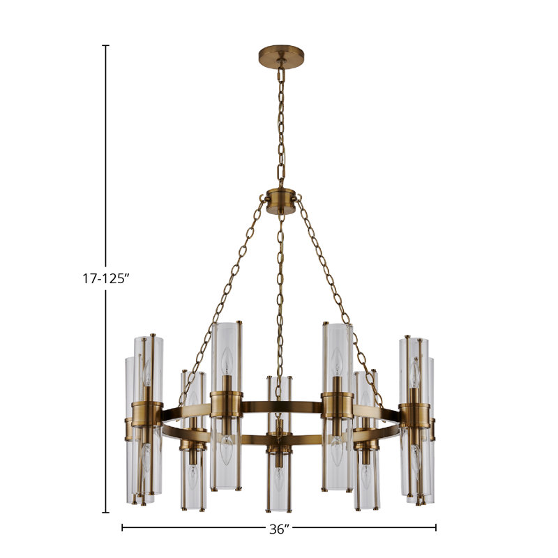 Lustre Duo en laiton rétro Kalco, 18 lumières, H 125 po x l 36 po x P 36 po