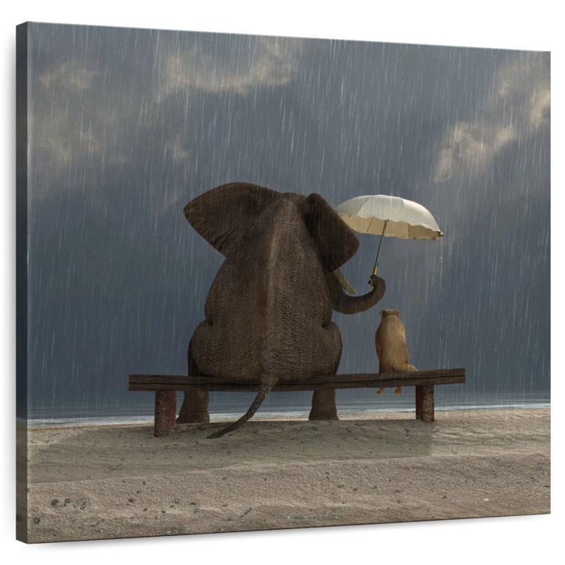 Ashelle éléphant et chien, H 16 po x l 16 po