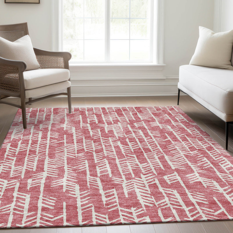 Tapis rosé de qualité supérieure lavable à la machine Prisco, Rectangle 10 pi x 14 pi