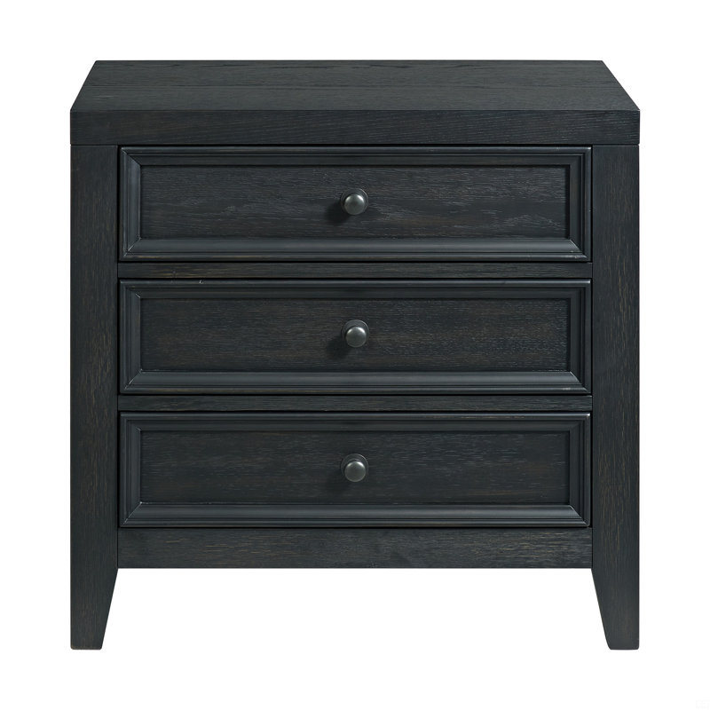 3-Drawer Nightstand, Black