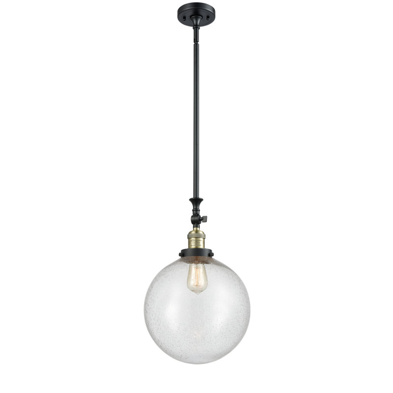 Luminaire suspendu sphère 1 lumière Clermont, Ampoule non incluse, Grainé, Laiton antique noir
