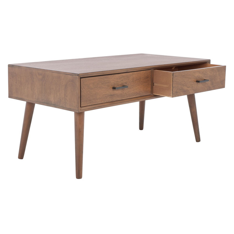 Stylish Foerster Coffee Table with Storage – Belgian Farmhouse Style with 2 Drawers for Living Room, Brown