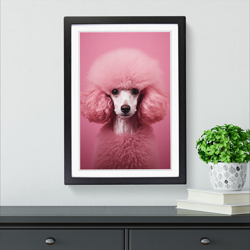 XYZ-FRM-V1223-5271 Poodle Minimalism - Single Picture Frame Print on Wood, Black, 64cm H x 46cm W x 2cm D