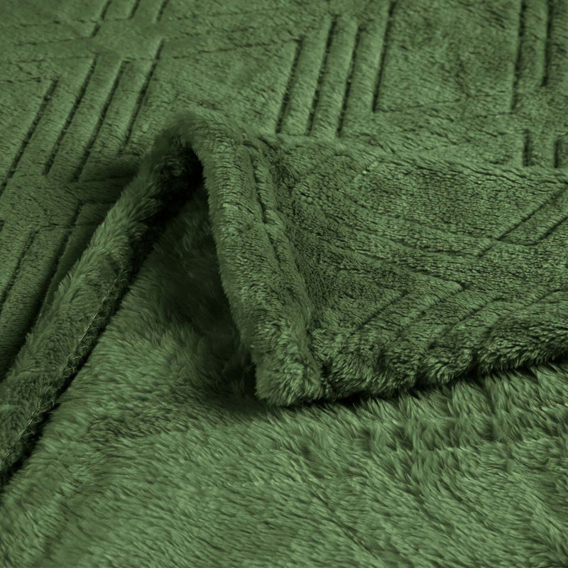 Couverture molletonnée en polyester moelleux Alaska, Vert, Très grand lit