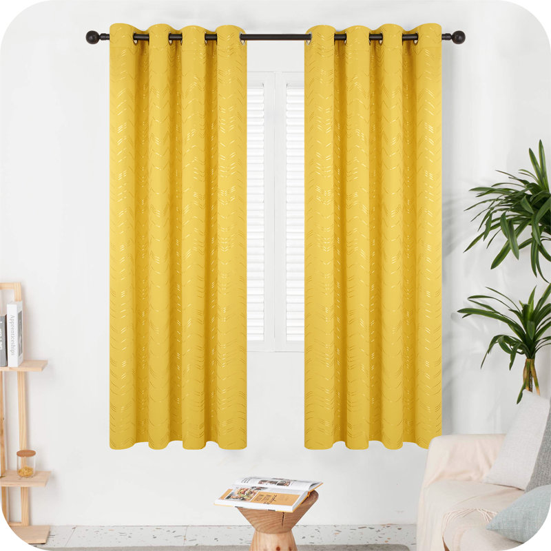 Abrahamsen Blackout Curtain Pair, Mellow Yellow, 46cm Width x 229cm Drop