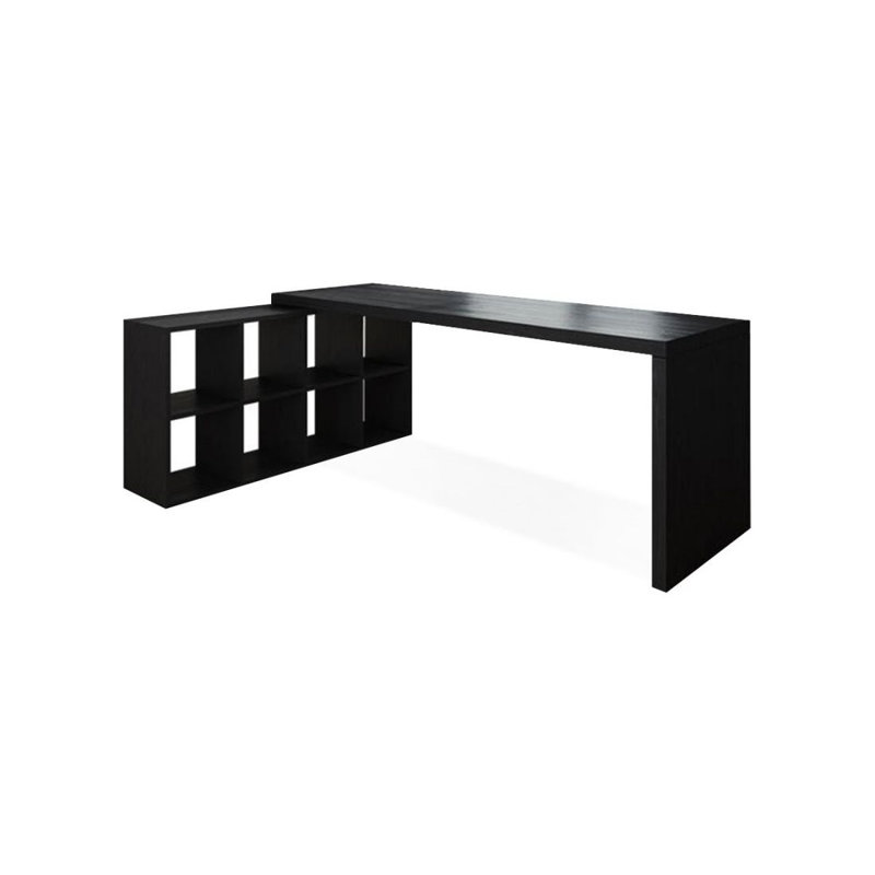 Bureau de direction en bois massif noir en forme de L, H 29,53 po x l 70,87 po x P 55,12 po, Retour à gauche
