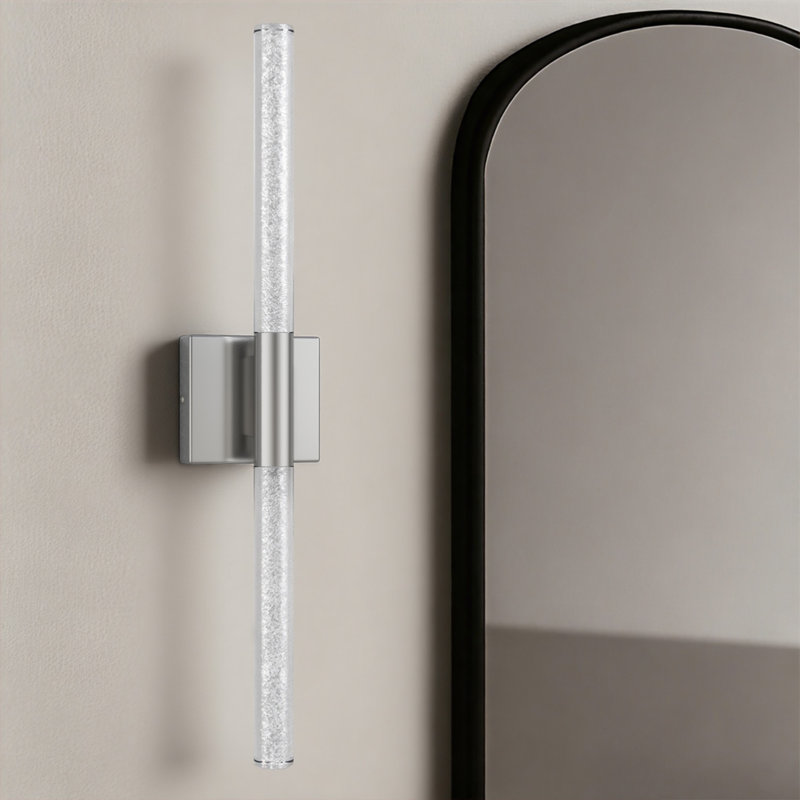 Applique murale 24 po en fer à DEL avec nickel trempé et intensité variable, Nickel poli