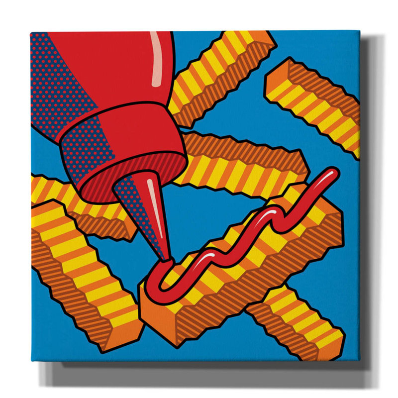 «Fries with Ketchup On Blue on Canvas» par Ron Magnes, reproduction, H 37 po x l 37 po x P 1,5 po