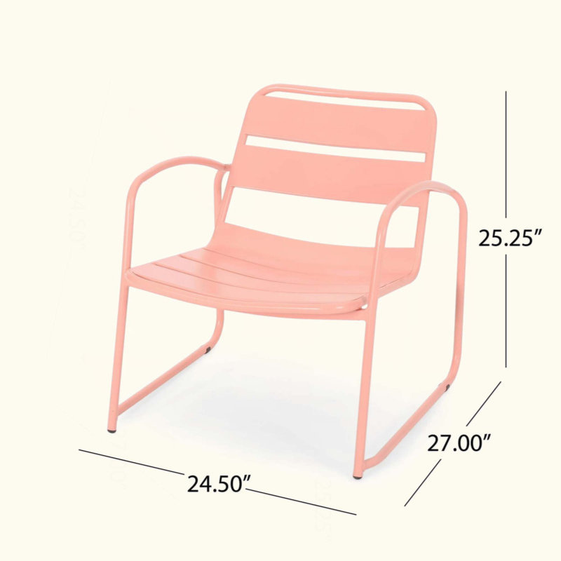 Modern Outdoor Chat Set With Durable Metal Frames And Open Slat Design For Patio And Backyard Relaxation, Pink