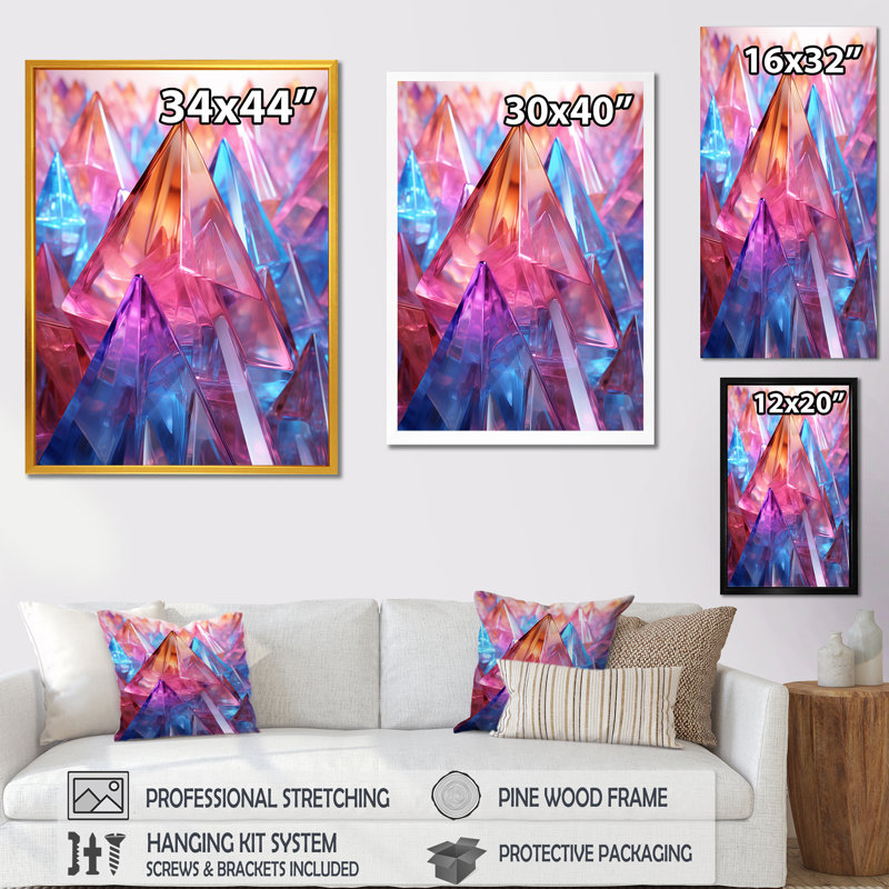 Pendular Prism Abstract Geometric 3 - Art mural géométrique, Toile tendue, H 40 po x l 30 po x P 1,5 po