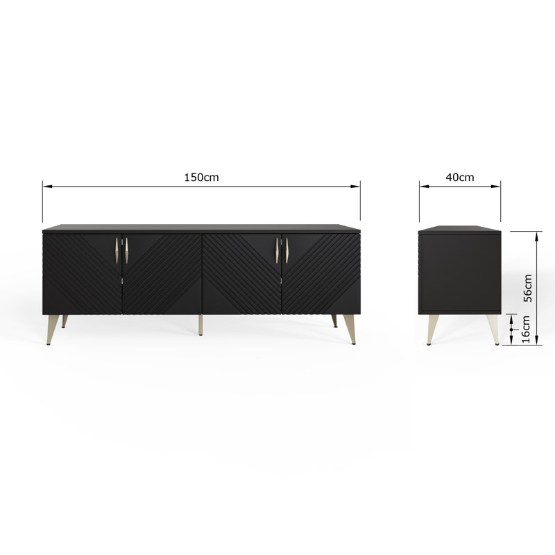 AVA Unfinished TV Stand for TVs up to 70", Black