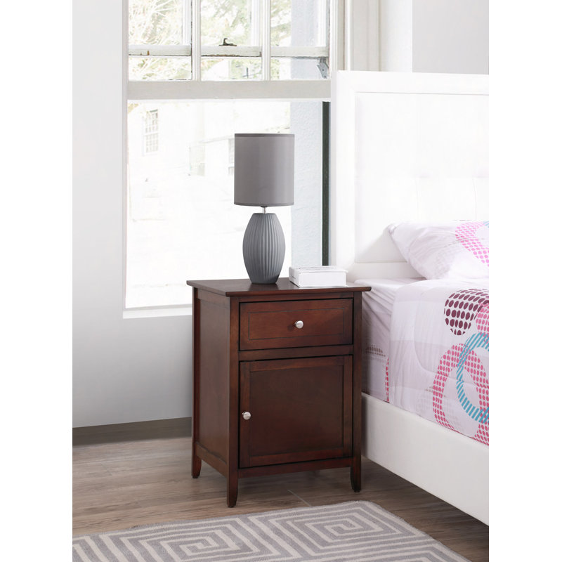 Nightstand, Drawer With 1 Door Nightstand, Beige