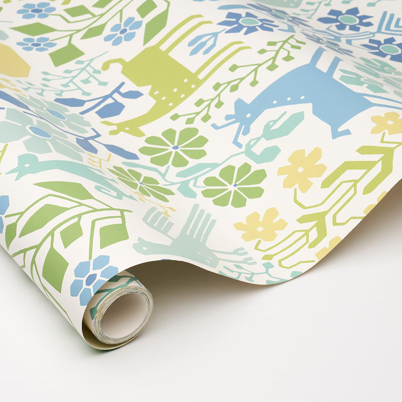 Papier peint Lupita, Bleu / vert
