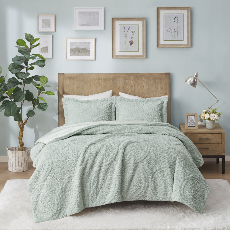 Ensemble d'édredon 3 pièces Arya, Édredon double / grand + 2 taies décoratives sta, Gris