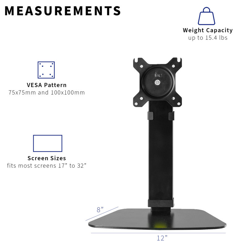 VIVO Black Steel Adjustable Single Monitor Desk Stand