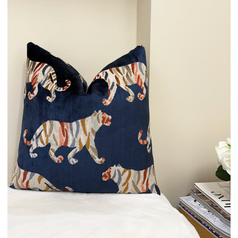 Housse de coussin Tiger, Carré 20 po, Bleu