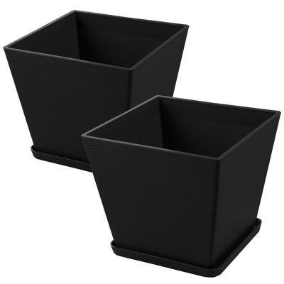 Kozyard 4Packs Taper Planter Indoor Outdoor Plant Pots with Tray Collecting Water for Porch, Patio, Backyard