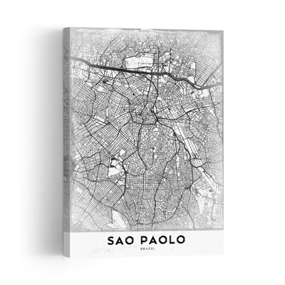 Sao Paulo City Map Abstract Contemporary Architecture City Wall Art Print