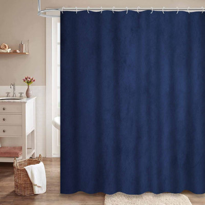 Rideau de douche à motif abstrait bleu foncé avec 12 crochets